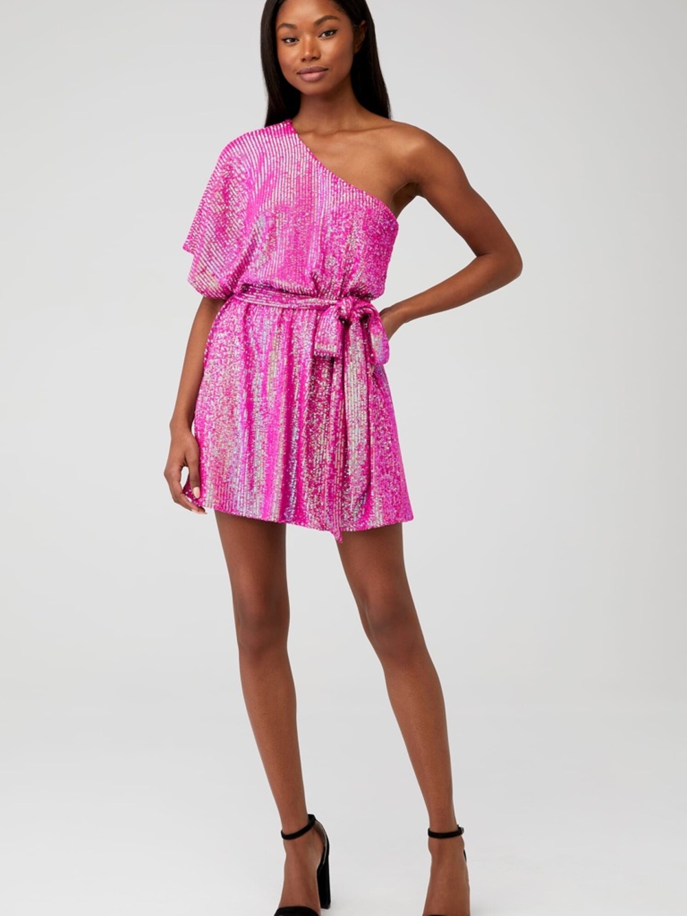 ✨ Show Me Your Mumu Pink Sequin One-Shoulder Dress ✨ size xs
